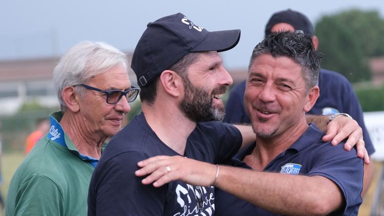 Sergio Pellissier con il tecnico della Clivense Riccardo Allegretti