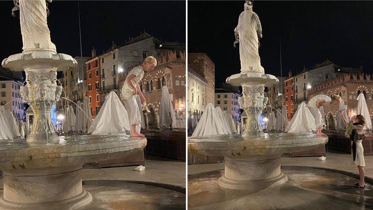 Uno scatto sulla fontana di Madonna Verona, in piazza Erbe