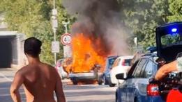 Auto a fuoco sulla Gardesana a Malcesine