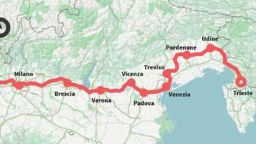Il tratto di percorso tra Veneto e Lombardia