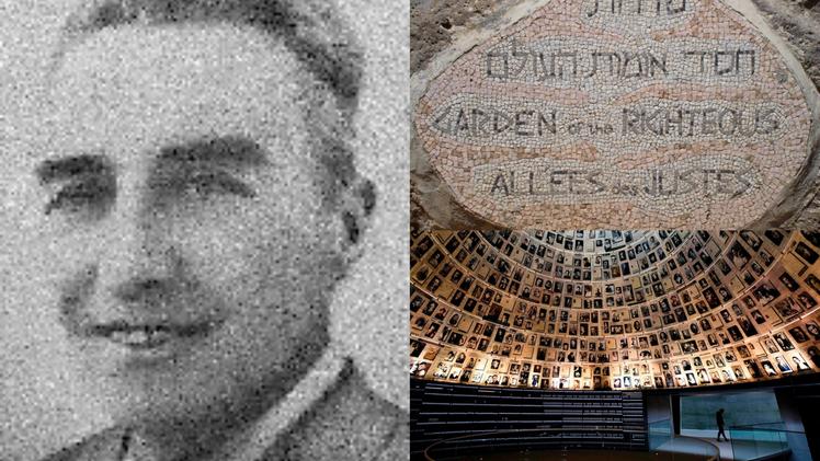 A sinistra, Filiberto Antonini. A destra, la stele all’ingresso del Giardino dei Giusti dello Yad Vashem e il memoriale dell'olocausto di Gerusalemme