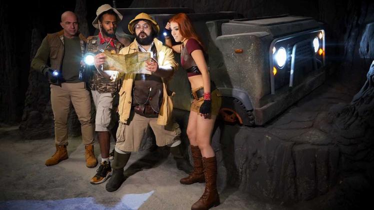 I quattro cosplayer provano la nuova attrazione Jumanji Adventure a Gardaland