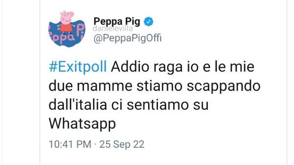 Il tweet di Peppa Pig di @Zziagenio78