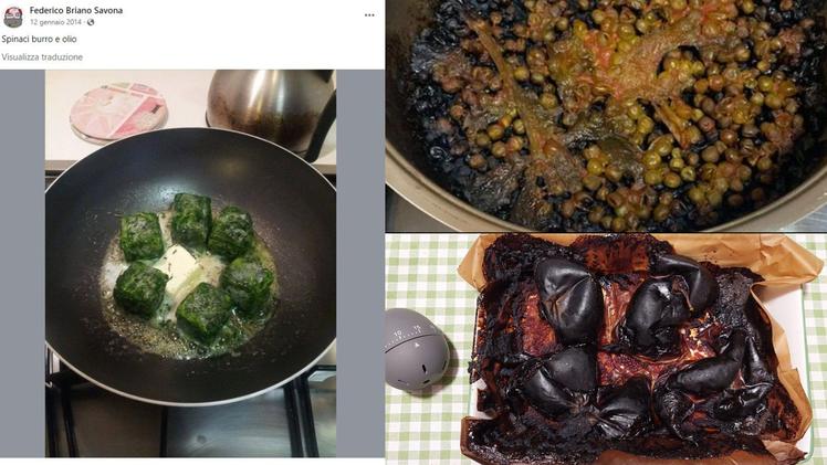 Alcune delle foto pubblicate su Cucinaremale. A sinistra il post «fondatore»