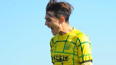 Caldiero, la gioia di Alessandro Pimazzoni per il gol (foto Benedetti)