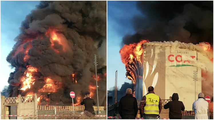 Due immagini impressionanti dell'incendio
