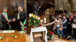 L'incontro a Palazzo Barbieri tra i due sindaci e in Duomo la cerimonia del gemellaggio con Santa Rita da Cascia
